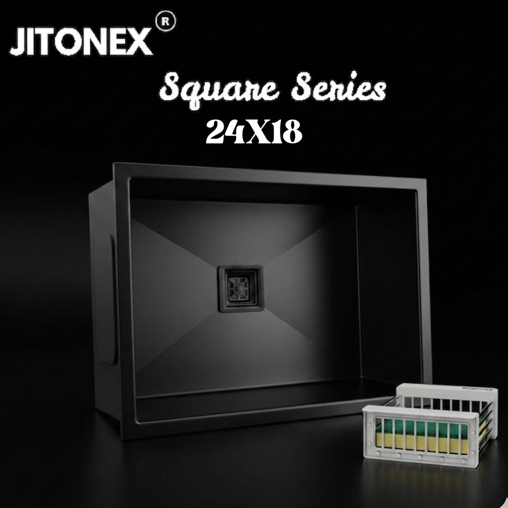Jitonex Handmade Square Kitchen Sink (Black Matt)