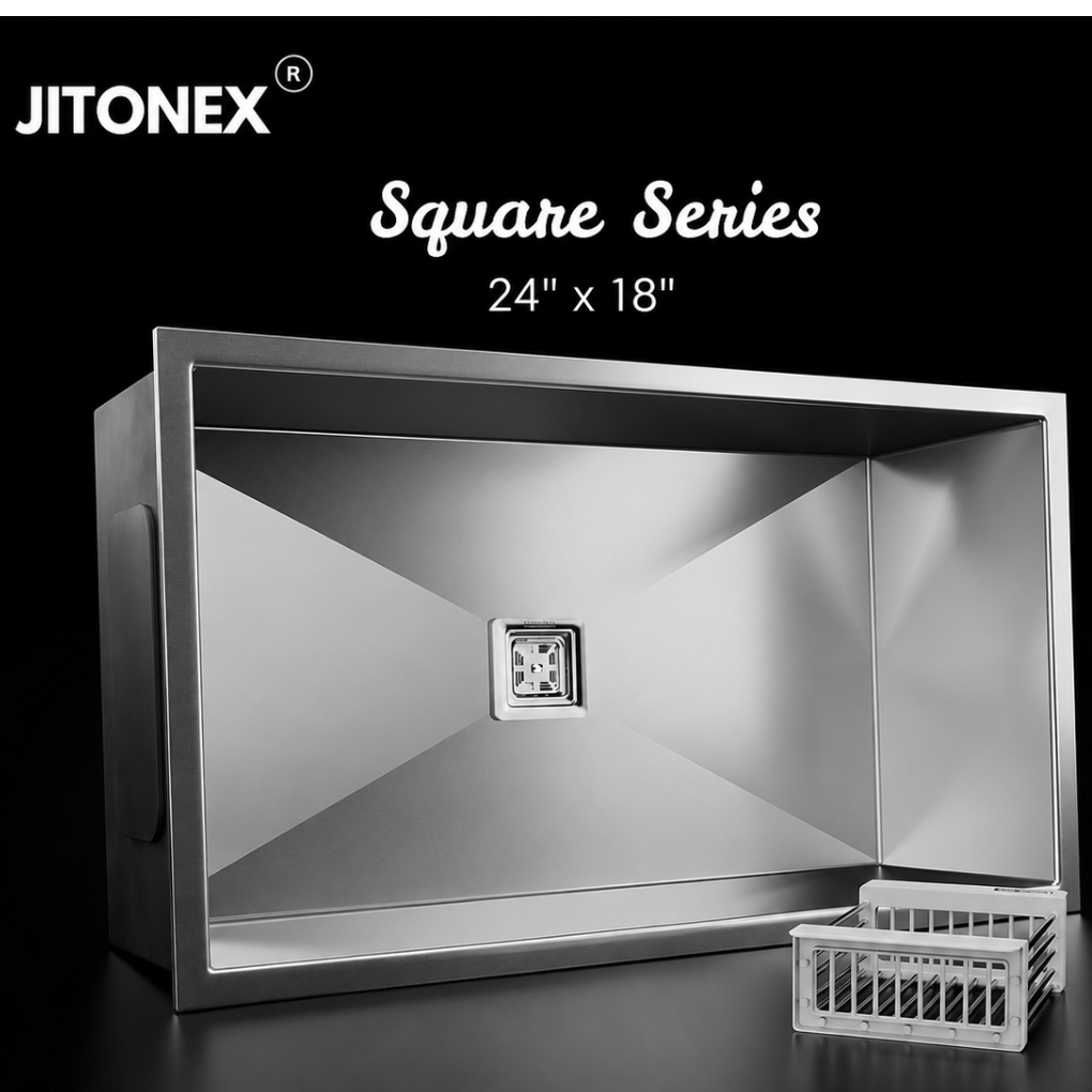 Jitonex Handmade Square Kitchen Sink (Silver)